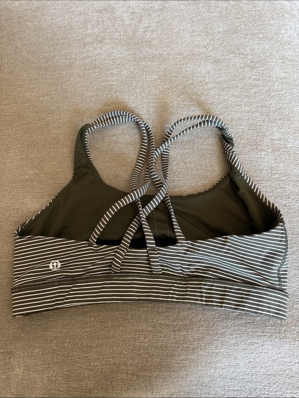 lululemon athletica Olive Green Striped Strappy Sports Bra
